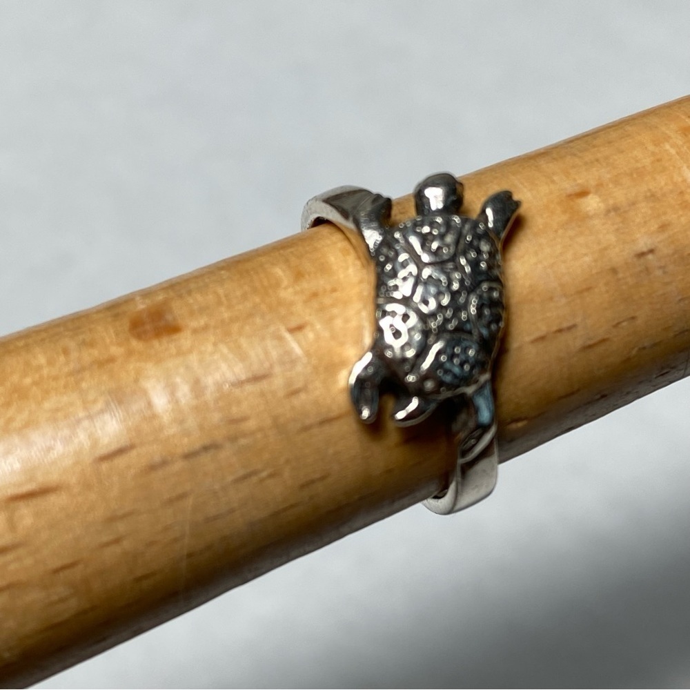 925 Sterling Silver Ring Turtle Artisan Size 7 3.84g